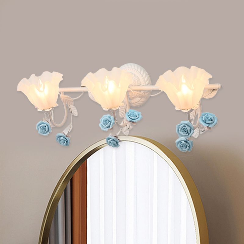 Félicie Design Bloem LED Wandlamp Metaal/Glas Blauw/Roze Slaap/Woon/Badkamer