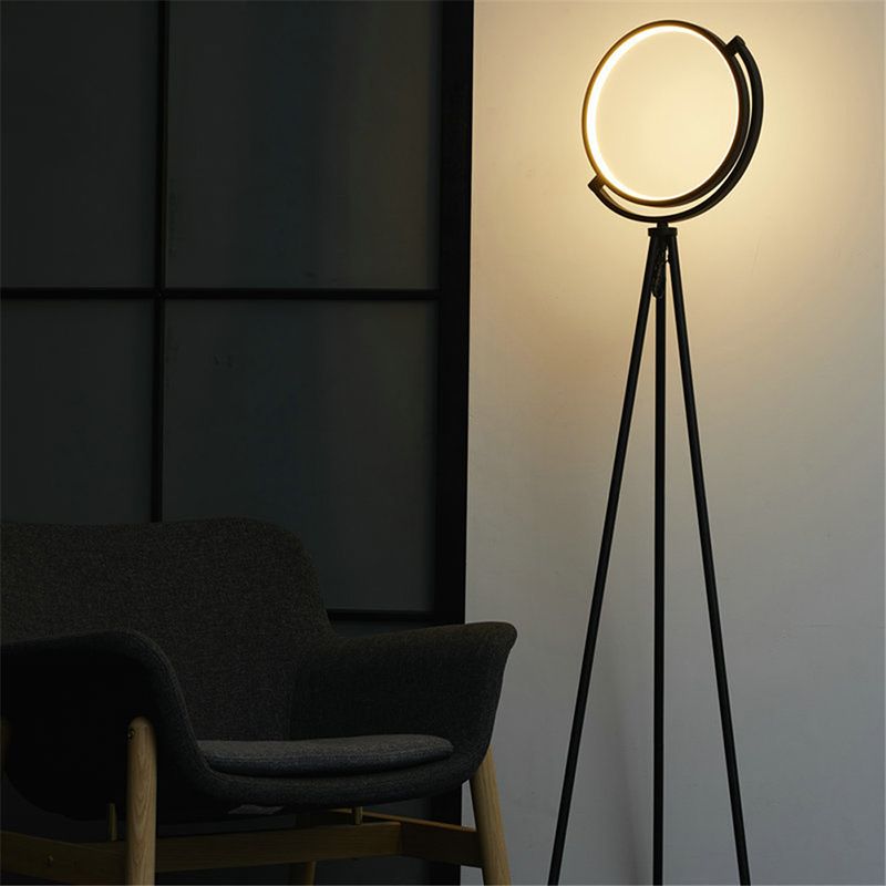 Salgado Moderne Ronde LED Vloerlamp Zwart/Goud Metaal Slaap/Woon/Eetkamer