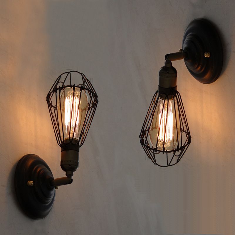Alessio Industriele LED Wandlamp Zwart/Roest Metaal Woonkamer Binnen