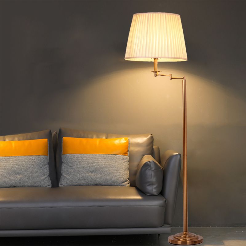 Eryn Moderne Trommel Cilinder Vloerlamp Messing Metalen Stoffen Slaapkamer/Woonkamer