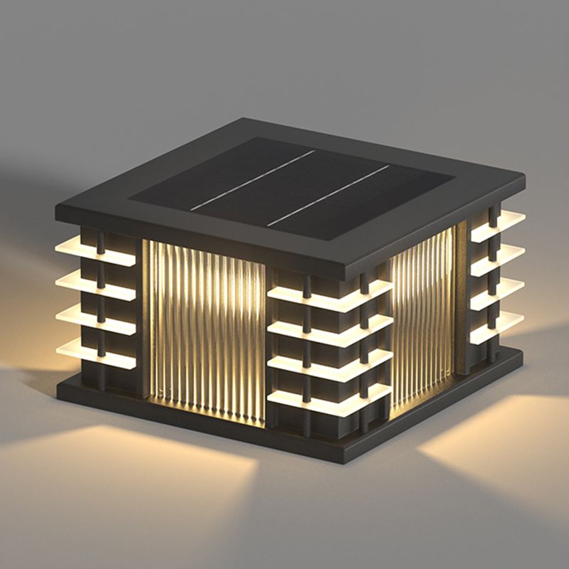 Riley Design LED Vierkant Buitenlamp Zonne Metaal/Acryl Zwart Tuin/Stoeprand/Balkon