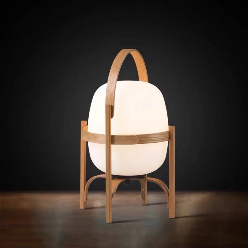 Ozawa Moderne Design LED Lantaarn Vloerlamp Houten/Glazen Slaapkamer/Woonkamer