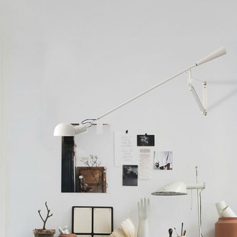 Brady Verstelbare Wandlamp met Lange Zwenkarm Metaal Zwart/Wit