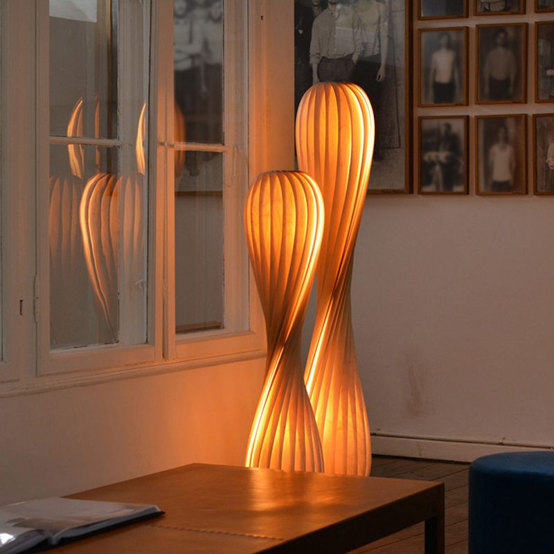Ozawa Moderne Design LED Gedraaide Vloerlamp Hout Slaapkamer/Woonkamer