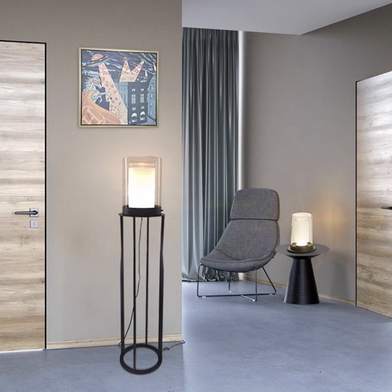 Eryn Moderne Cilinder LED Vloerlamp Metaal/Glas Zwart Slaap/Woon/Eetkamer