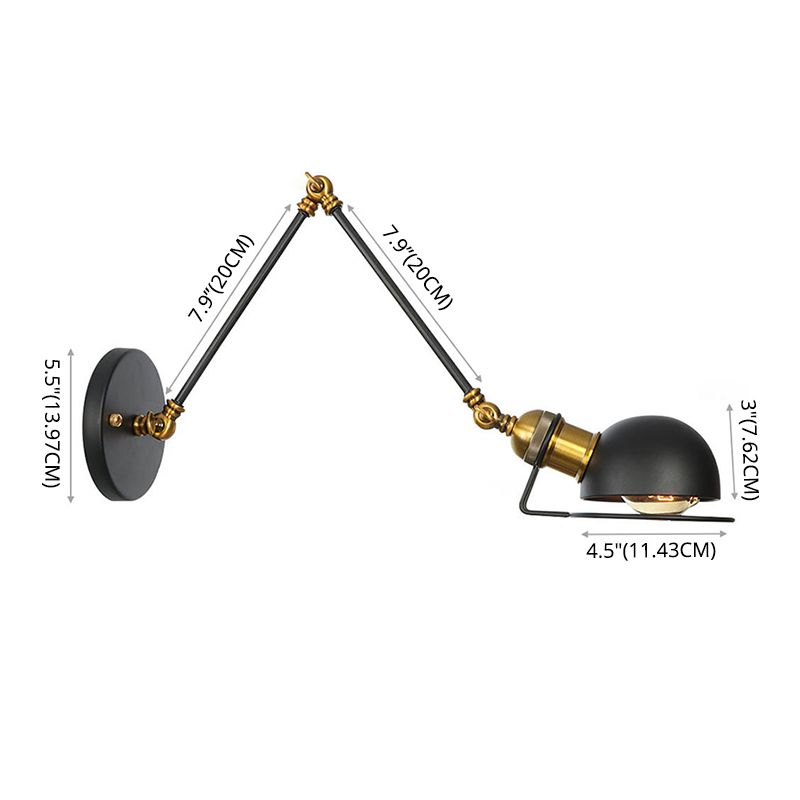Brady Moderne Koepel LED Wandlamp Zwart/Goud Metaal Binnen