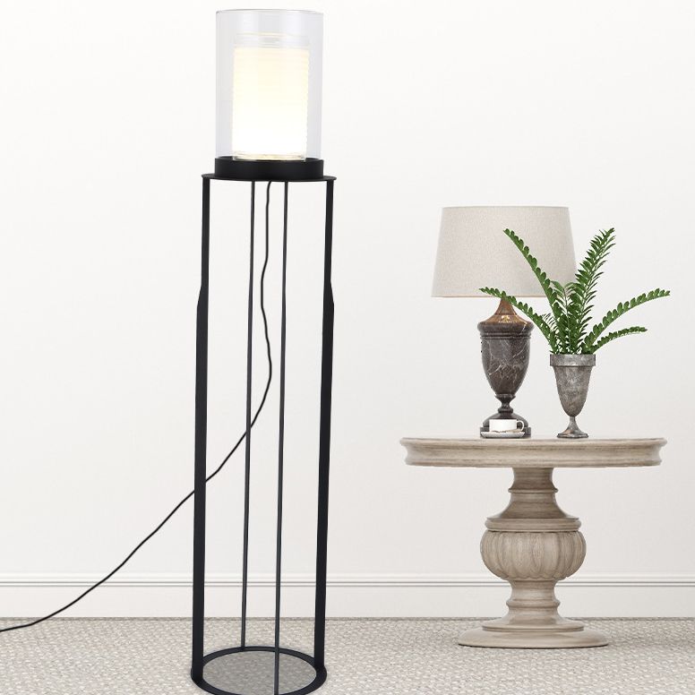 Eryn Moderne Cilinder LED Vloerlamp Metaal/Glas Zwart Slaap/Woon/Eetkamer