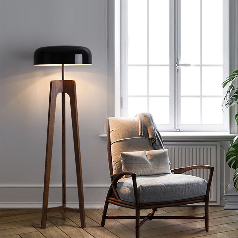 Ozawa Moderne LED Vloerlamp Zwart/Wit Metaal/Hout Slaap/Woon/Eetkamer