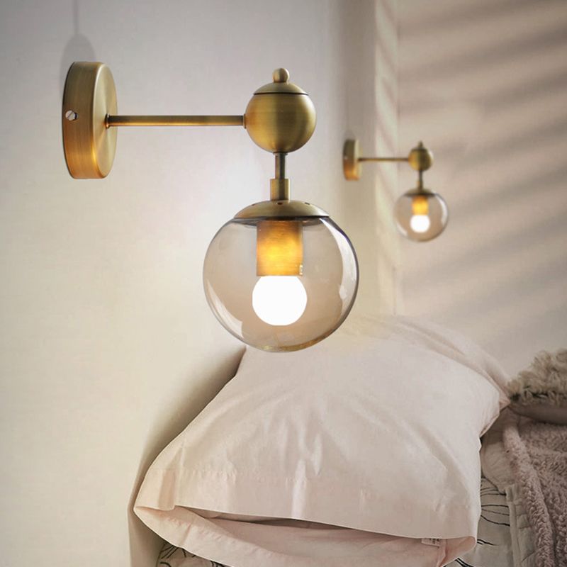 Valentina Moderne Bol LED Wandlamp Metaal/Glas Zwart/Goud Slaap/Woon/Badkamer