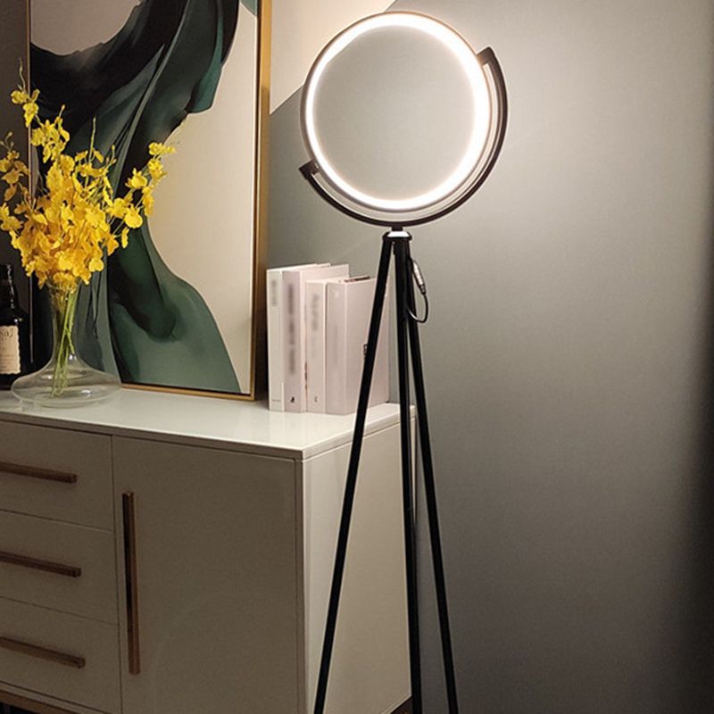 Salgado Moderne Ronde LED Vloerlamp Zwart/Goud Metaal Slaap/Woon/Eetkamer