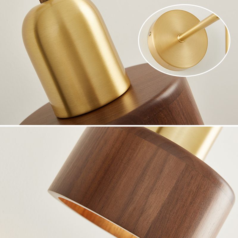 Ozawa Vintage Cilinder Wandlamp Hout/Metaal Goud Slaapkamer/Eetkamer/Woonkamer