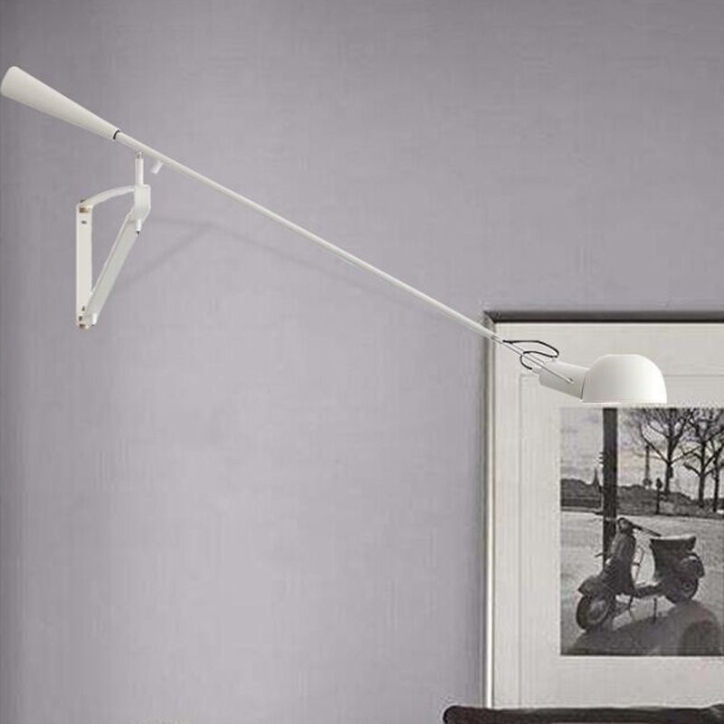 Brady Verstelbare Wandlamp met Lange Zwenkarm Metaal Zwart/Wit