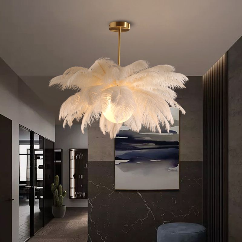 O'Moore Vintage Design LED Hanglamp Metaal Veer Wit Woonkamer