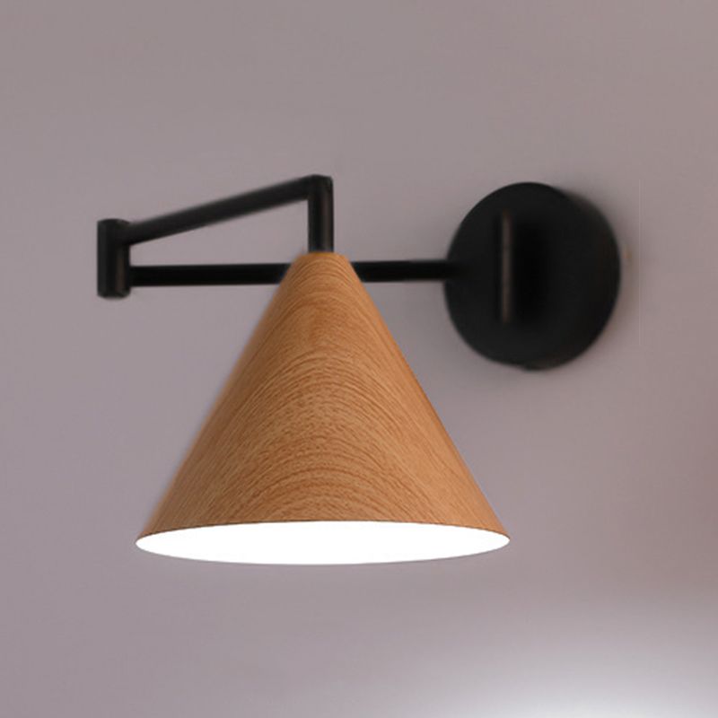 Ozawa Modern Design Kegelvormige Verstelbare Wandlamp, Metaal/Hout Slaapkamer/Woonkamer