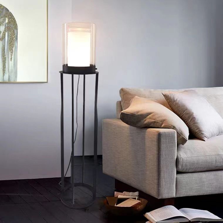 Eryn Moderne Cilinder LED Vloerlamp Metaal/Glas Zwart Slaap/Woon/Eetkamer