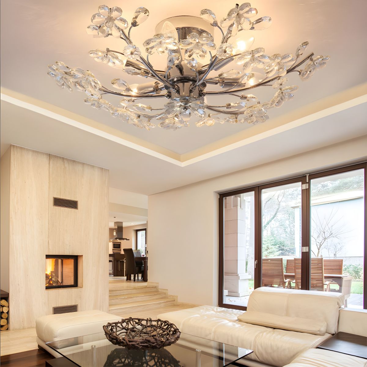 Olivia Vintage Design LED Plafondlamp Glass Slaapkamer Woonkamer
