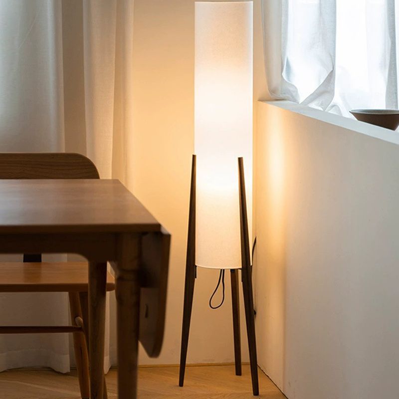 Ozawa Moderne Cilinder LED Vloerlamp Hout/Glas Bruin Slaap/Woon/Eetkamer