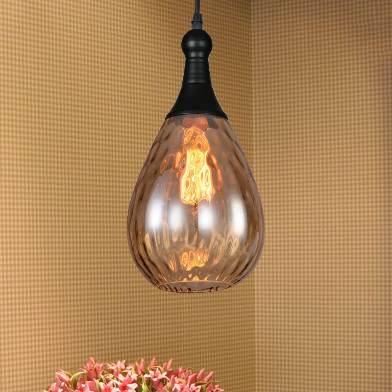 Avi Industriële Teardrop Hanglamp, Glas/Metaal, Zwart/Brass