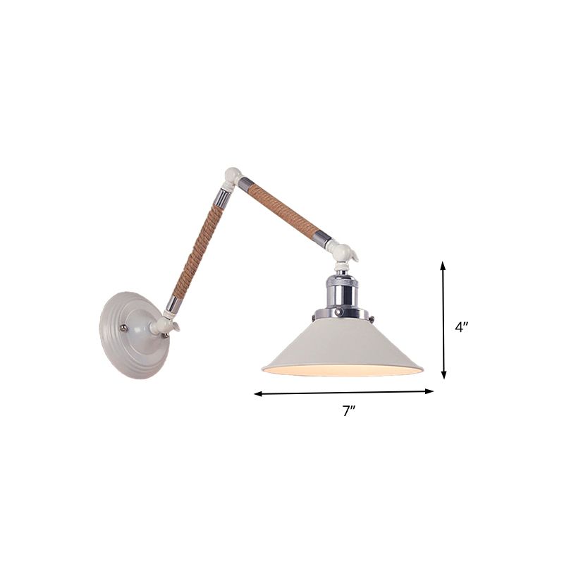 Carins Moderne Design Wandlamp Hennep Verstelbaar Wit Touw/Metaal Slaapkamer/Woonkamer