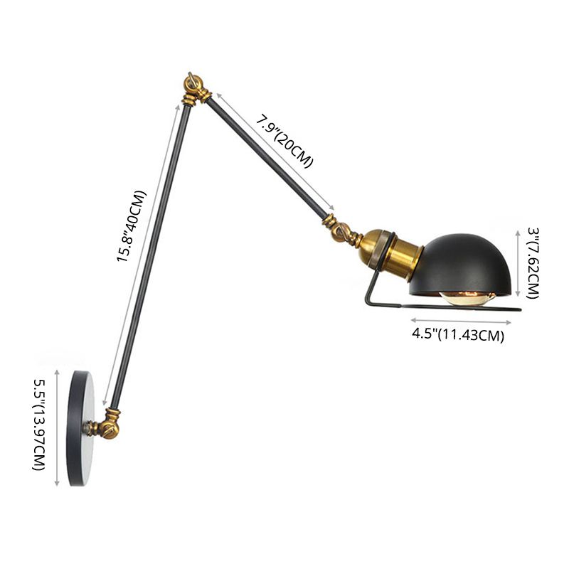 Brady Moderne Koepel LED Wandlamp Zwart/Goud Metaal Binnen