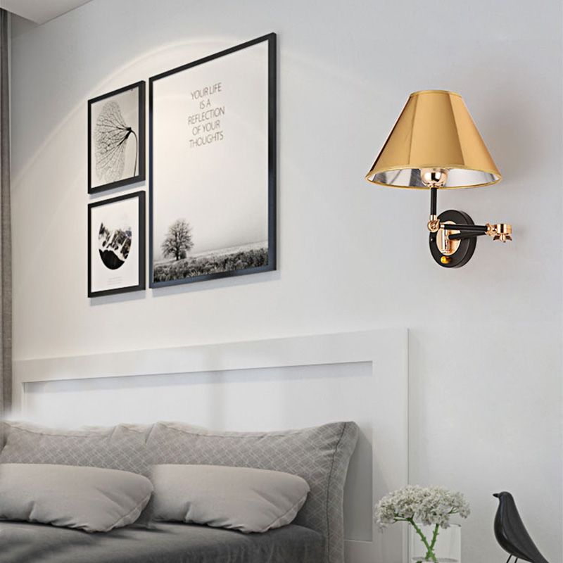 Carins Vintage Kegelvormige LED Wandlamp Goud Metaal Slaapkamer