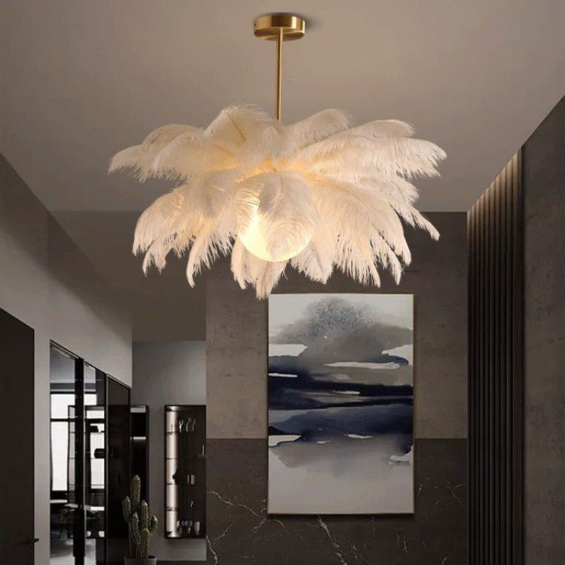 O'Moore Vintage Design LED Hanglamp Metaal Veer Wit Woonkamer
