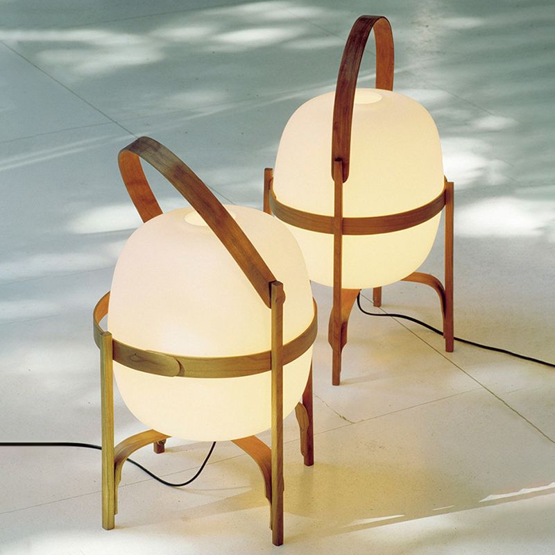 Ozawa Moderne Design LED Lantaarn Vloerlamp Houten/Glazen Slaapkamer/Woonkamer