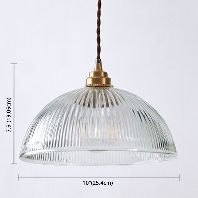 Alessio Simple Bowl Metal/Glass Pendant Light, Clear, Dining Room