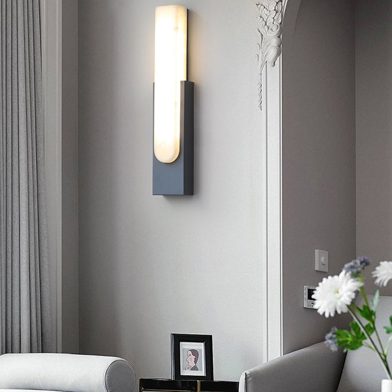 Chan Moderne Rechthoekige LED Wandlamp Metaal/Steen Slaapkamer