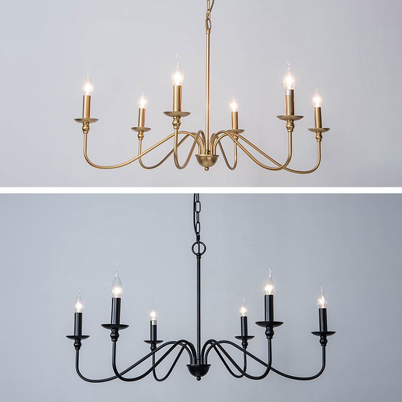Alessio Vintage LED Kroonluchter Zwart Goud Metaal Slaapkamer Woonkamer