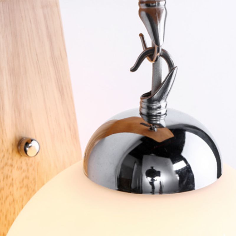 Ozawa Moderne Bol LED Wandlamp Metaal/Hout/Glas Beige Slaap/Woon/Badkamer