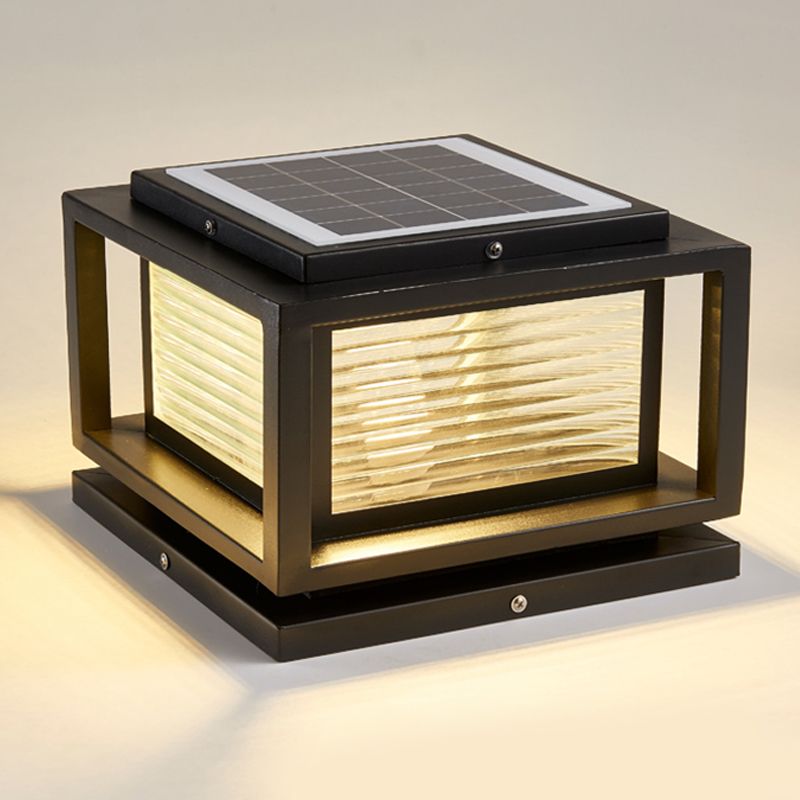 Riley Minimalistisch LED Vierkant Buitenlamp Zonne Metaal/Glas Zwart Tuin/Stoeprand/Balkon