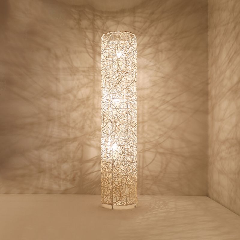 Ritta Retro Rond/Rechthoek/Vierkant Vaas LED Vloerlamp Metaal/Rotan Wit/Bruin Eetkamer