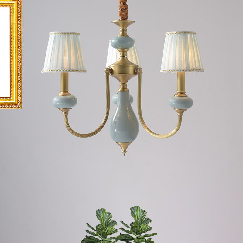 Alessio Retro Elegant Fabric Chandelier, Beige/Blue