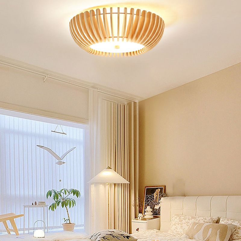 Ozawa Moderne Ronde Plafondlamp Goud Hout/Acryl Slaapkamer