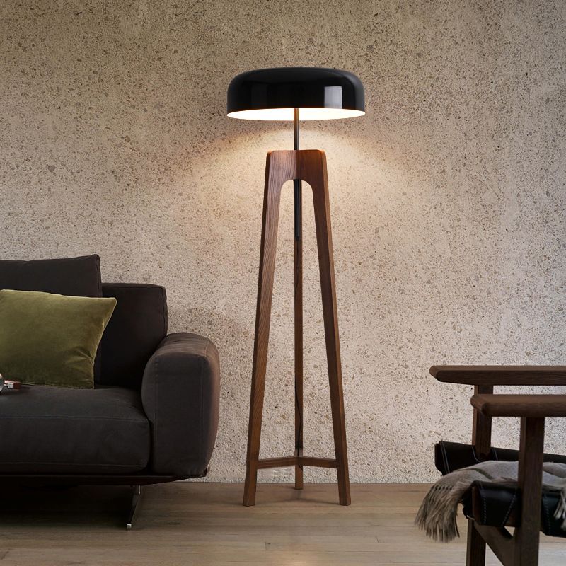 Ozawa Moderne LED Vloerlamp Zwart/Wit Metaal/Hout Slaap/Woon/Eetkamer