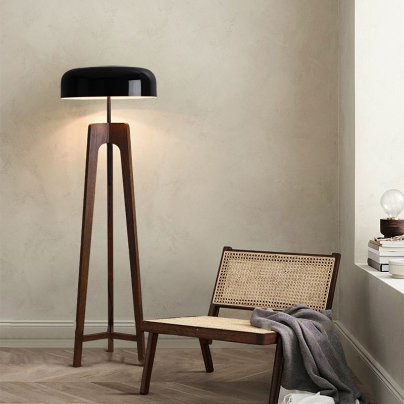 Ozawa Moderne LED Vloerlamp Zwart/Wit Metaal/Hout Slaap/Woon/Eetkamer