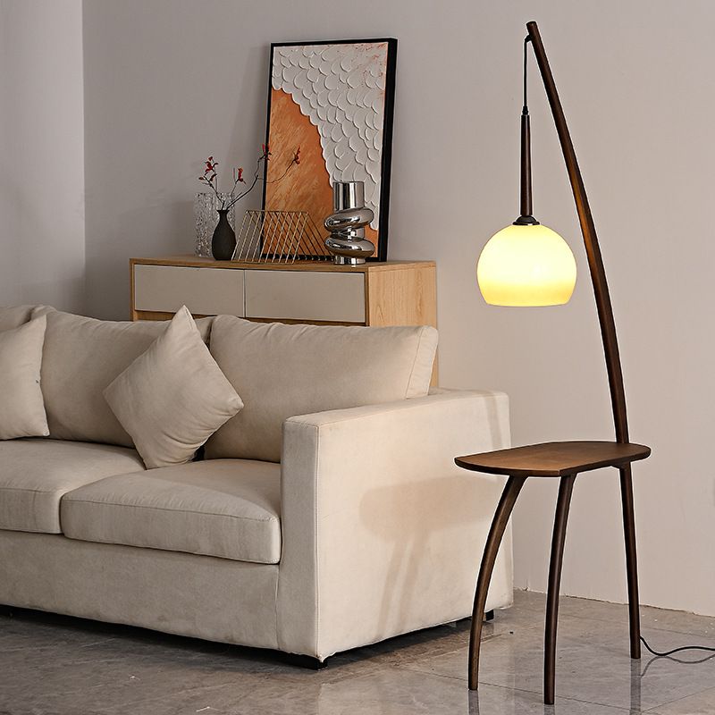 Ozawa Moderne Krukken LED Vloerlamp Hout/Glas Bruin Slaap/Woon/Eetkamer
