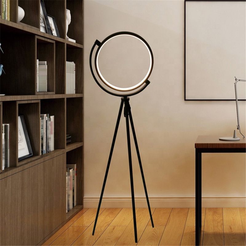 Salgado Moderne Ronde LED Vloerlamp Zwart/Goud Metaal Slaap/Woon/Eetkamer