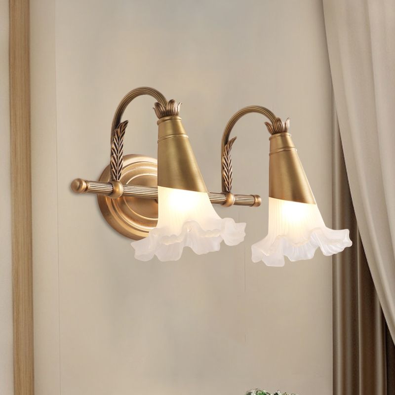 Félicie Retro Bloem Wandlamp Goud Metaal/Glas Woonkamer Slaapkamer