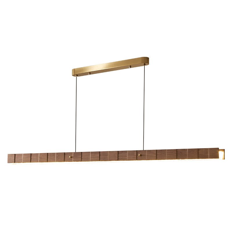 Rillwood Beam Lineaire hanglamp van walnoot en goud