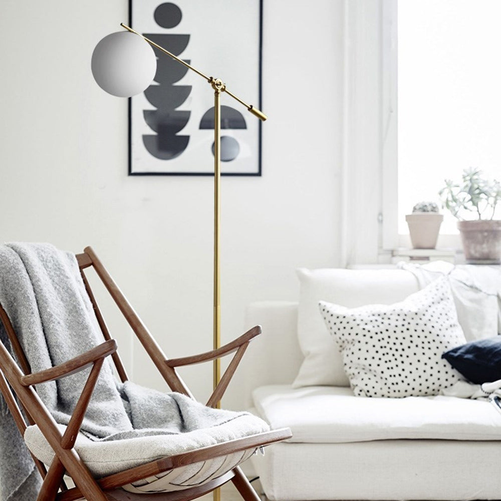 Valentina Moderne Bolvormige Vloerlamp Goud Metaal/Glas Slaapkamer