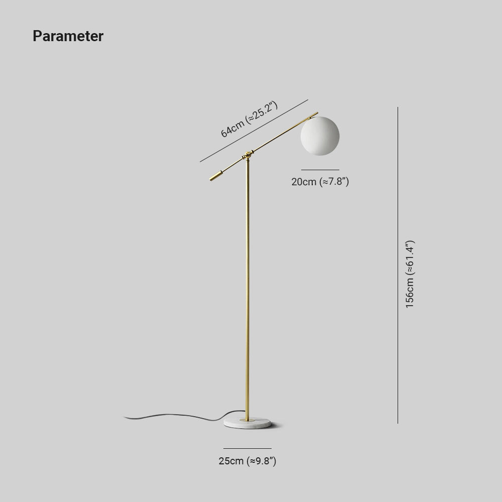 Valentina Moderne Bolvormige Vloerlamp Goud Metaal/Glas Slaapkamer