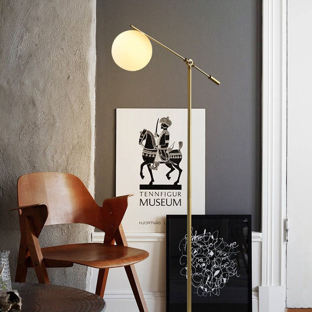 Valentina Moderne Bolvormige Vloerlamp Goud Metaal/Glas Slaapkamer
