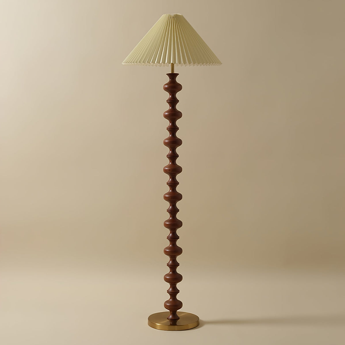 Sylirora vloerlamp van walnoothout en beige stof