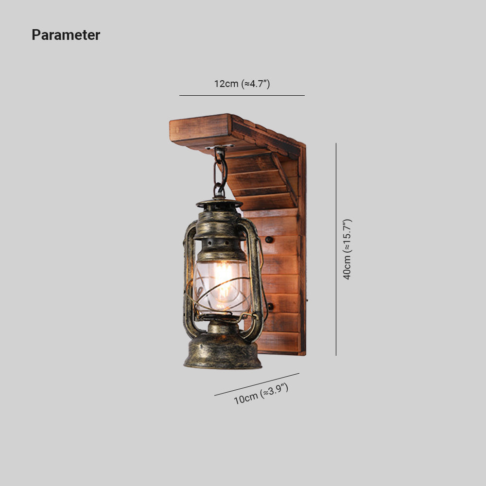 Austin Lantern Bedroom Wall Lamp, Metal/Wood, Restaurant