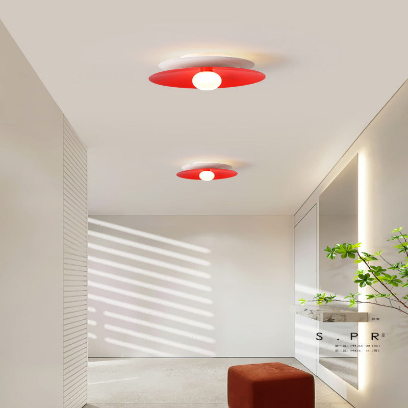 Bella Moderne LED Plafondlamp Wit Rood Metaal Acryl Woonkamer