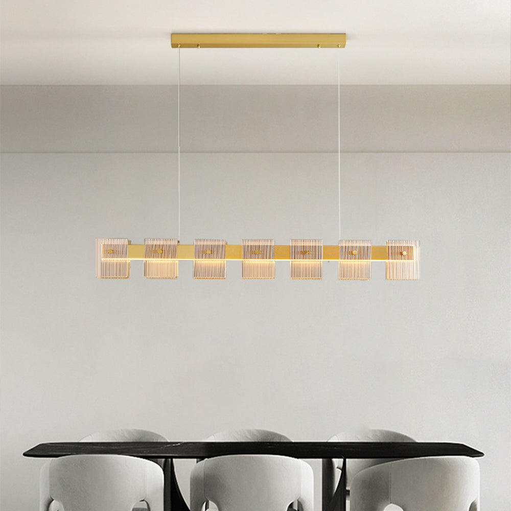 Evette Moderne Minimalistische Rechthoekige Hanglamp Metaal/Glas Goud Slaap/Eetkamer