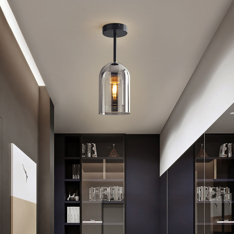 Sanna Vintage LED Plafondlamp Rookgrijs Cognac Metaal Glas Slaapkamer Woonkamer