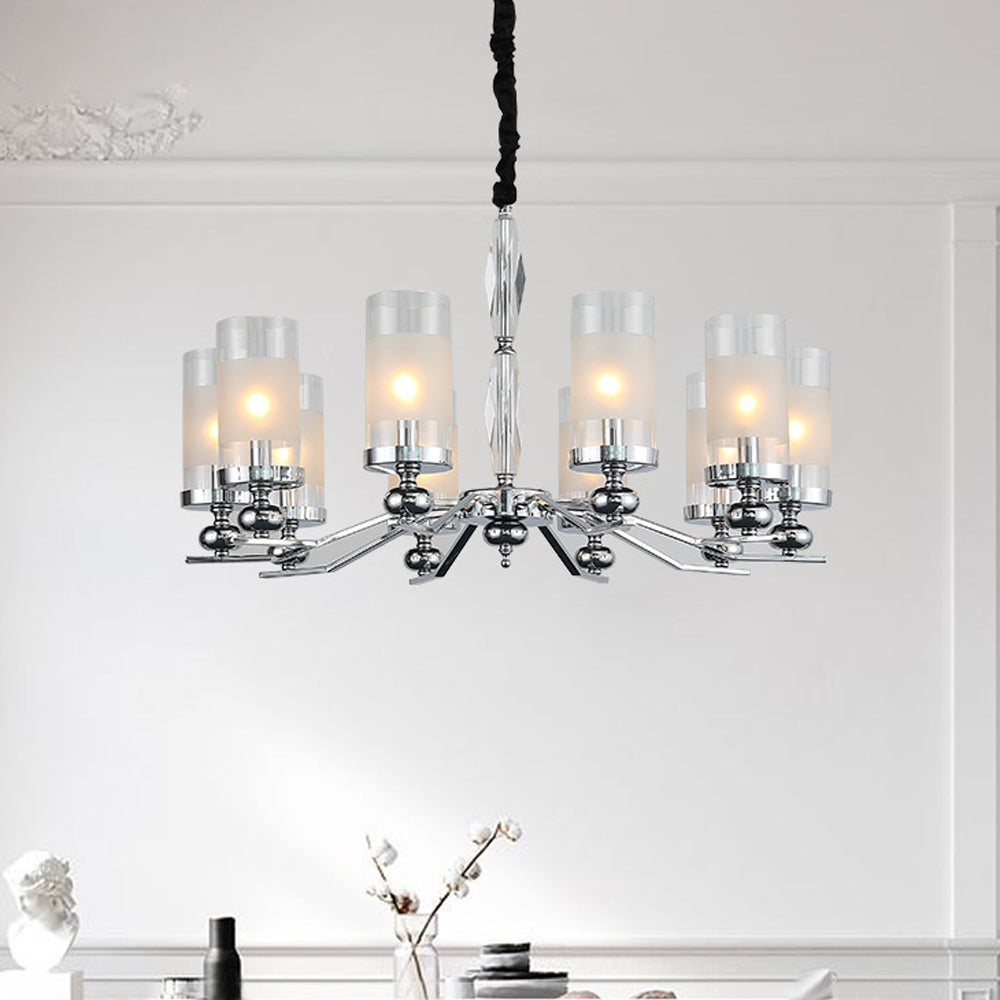 Alessio Retro Design Hanglamp/wandlamp Zilveren Metaal/Glazen Woonkamer